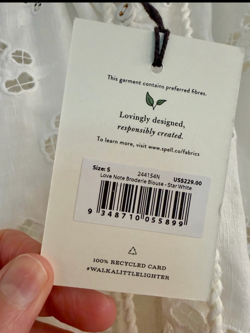 NWT Spell And The Gypsy Love Note Broderie Blouse In Star White - Picture 6 of 8